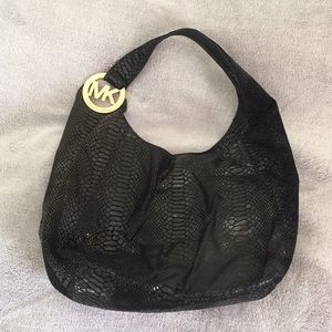 Michael Kors Black Snake Skin Hobo Purse